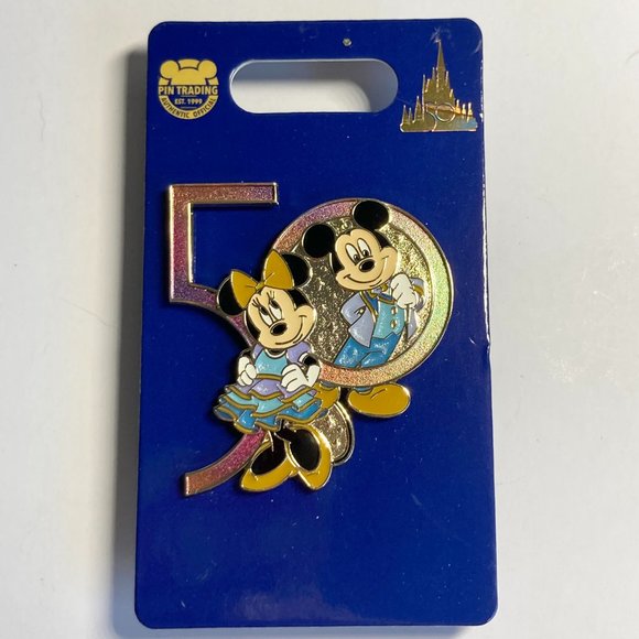 Walt Disney World 50th Year Anniversary Pin Mickey Minnie Mouse Epcot NWT Ltd - Picture 4 of 7